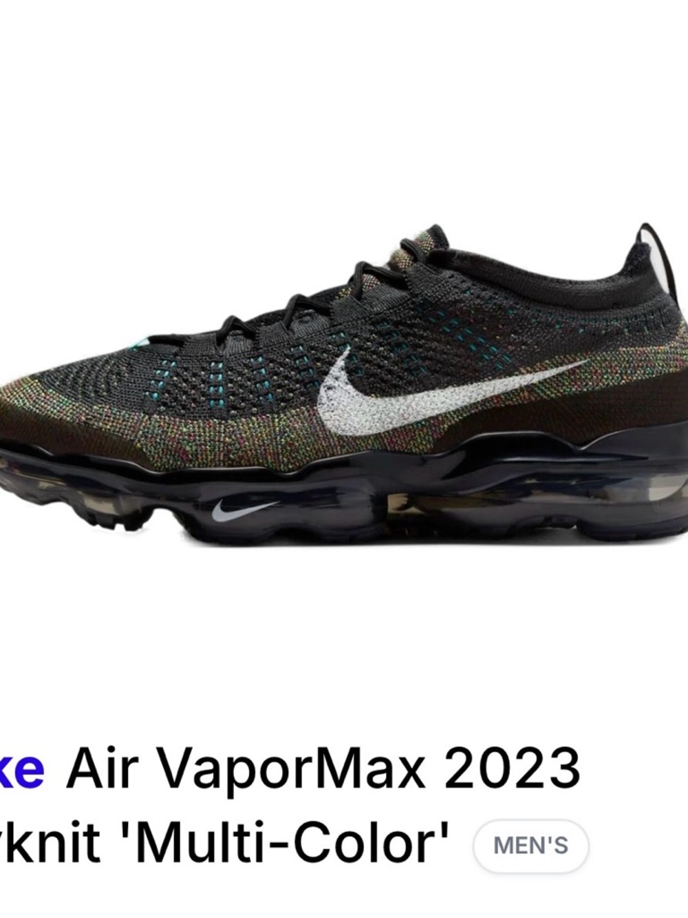 Nike Men's VaporMax Flyknit Sneaker - Black with Multi Accent